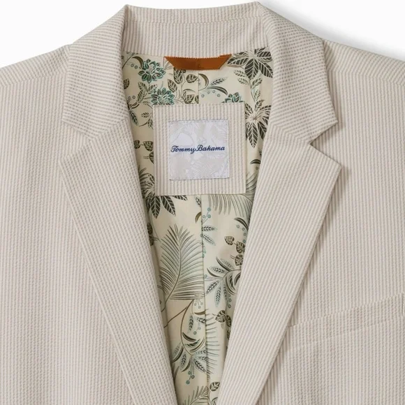 Tommy Bahama Linen Preppy Coastal KhakiJacket Blazer Sports Double Vented Medium